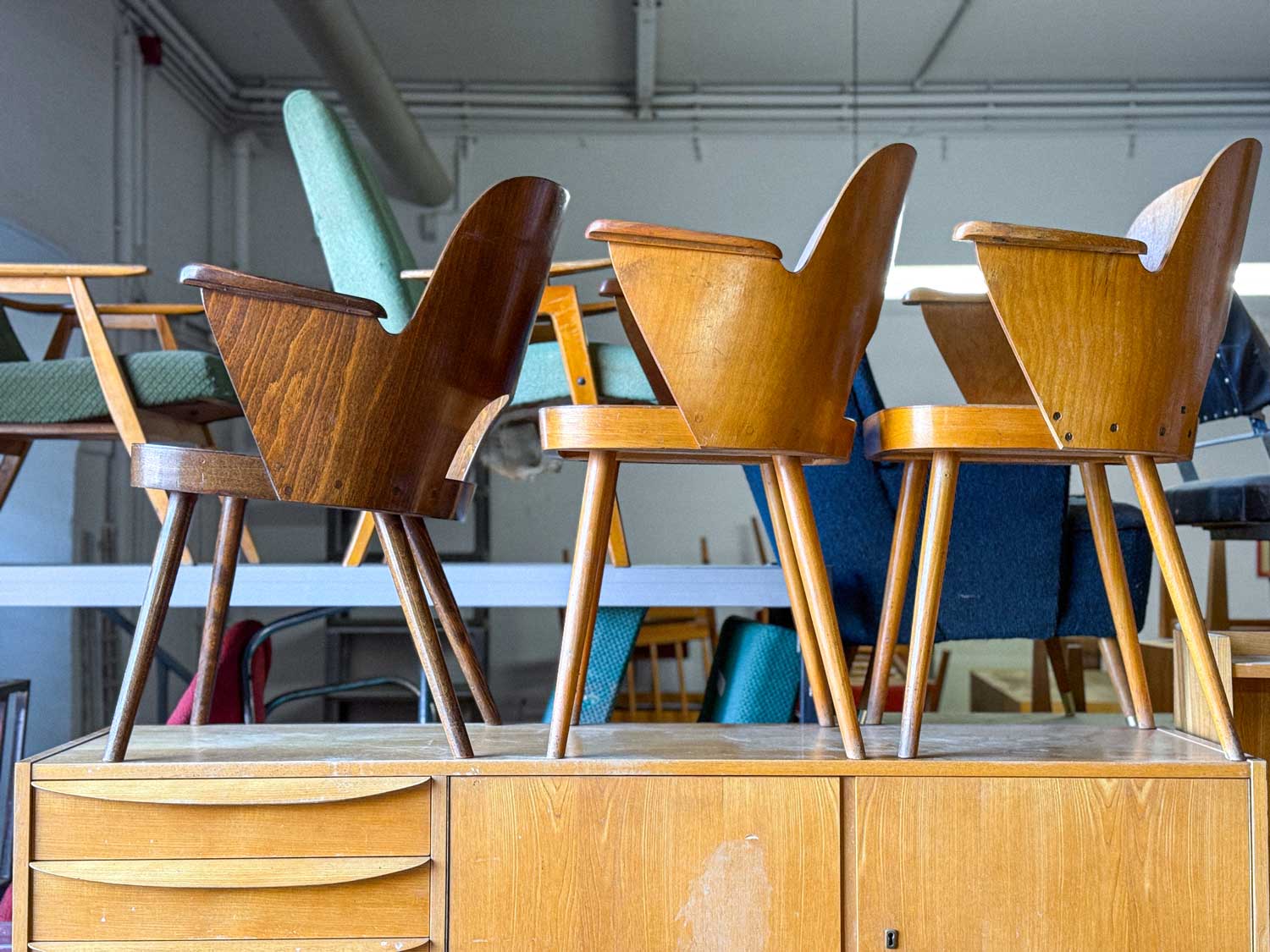 drei Vintage Retro Stühle 